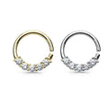 14kt Gold 5 Gem Twist Ring 16G 10mm-My Body Piercing Jewellery