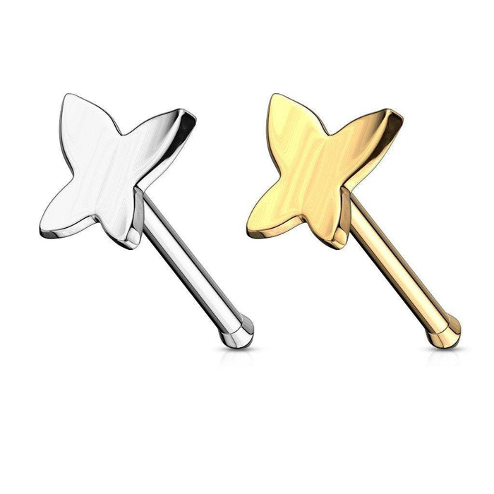 14kt Gold Butterfly Nose Bone 20G-My Body Piercing Jewellery