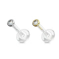 14kt Gold Clear Gem Bioflex Labret 16G-My Body Piercing Jewellery