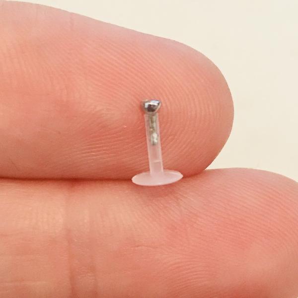 14kt Gold Clear Gem Bioflex Labret 16G-My Body Piercing Jewellery
