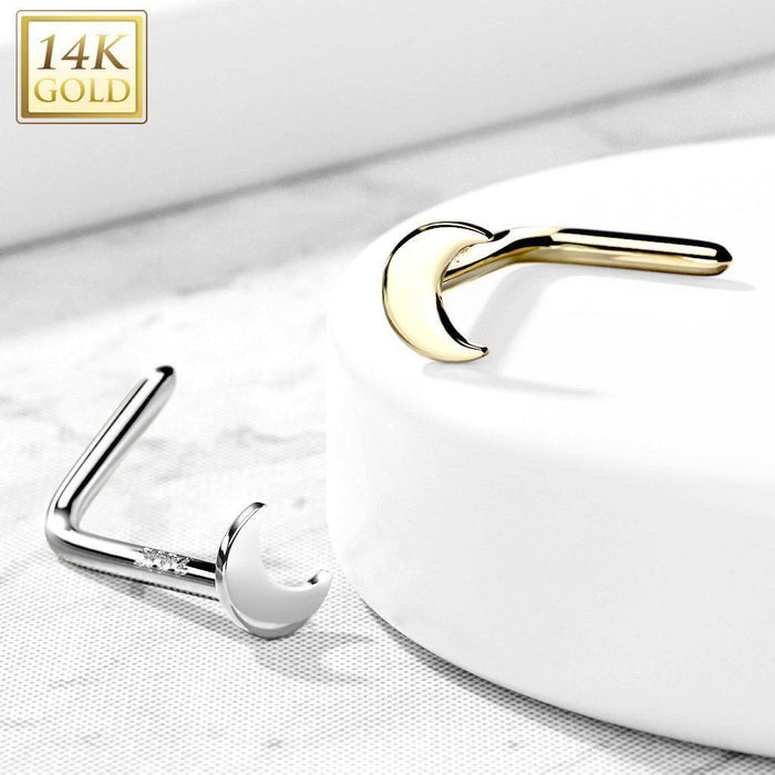 14kt Gold Crescent Nose L Bend 20G-My Body Piercing Jewellery