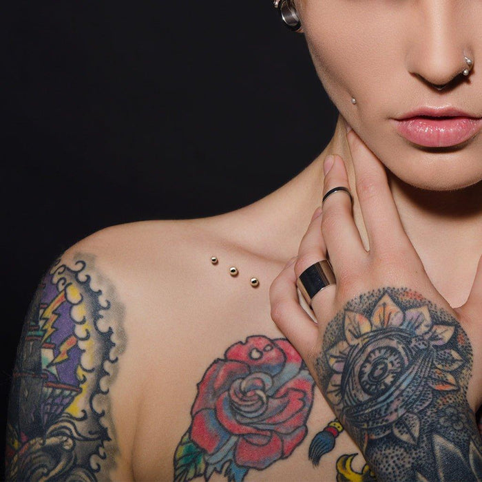 14kt Gold Dome Dermal Top 14G-My Body Piercing Jewellery