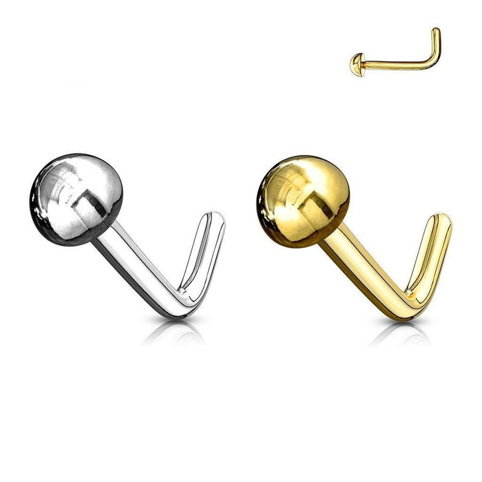 14kt Gold Dome Nose L Bend 20G-My Body Piercing Jewellery