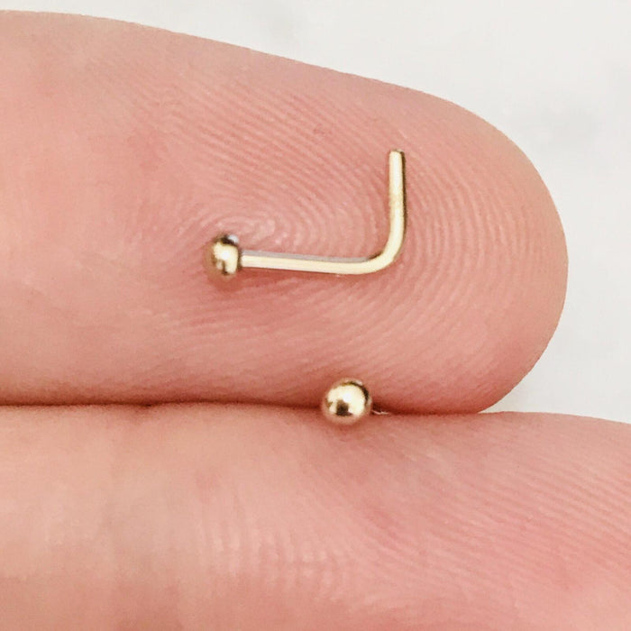 14kt Gold Dome Nose L Bend 20G-My Body Piercing Jewellery