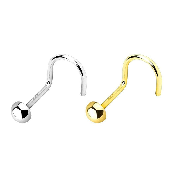 14kt Gold Dome Nose Screw 20G-My Body Piercing Jewellery