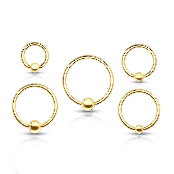 14kt Gold Fixed Side CBR Captive Ring-My Body Piercing Jewellery