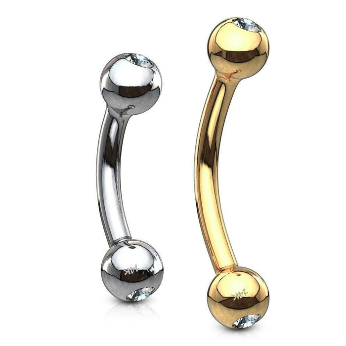 14kt Gold Gem Curve 16G 8mm-My Body Piercing Jewellery