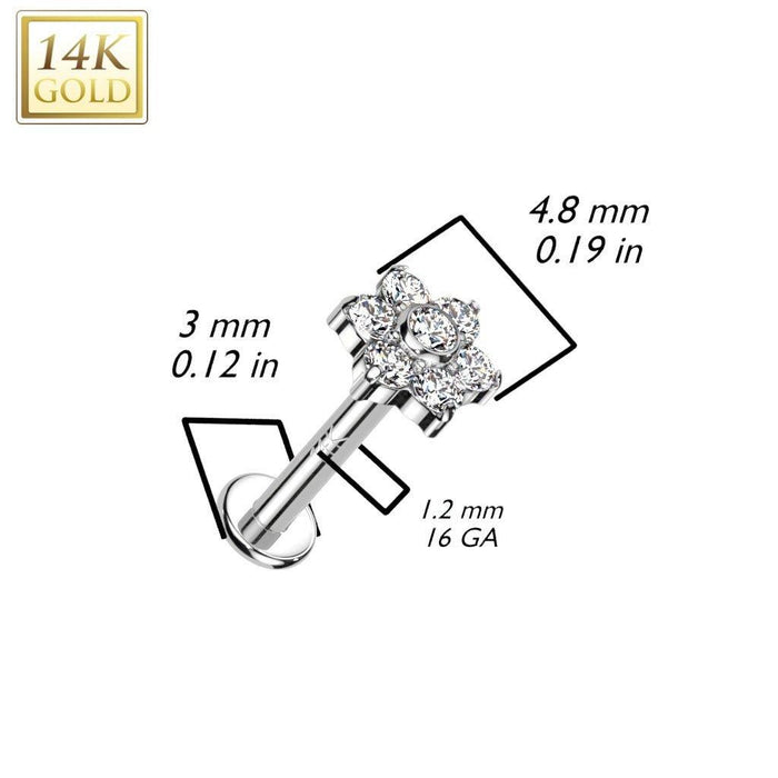 14kt Gold Gem Flower Labret-My Body Piercing Jewellery