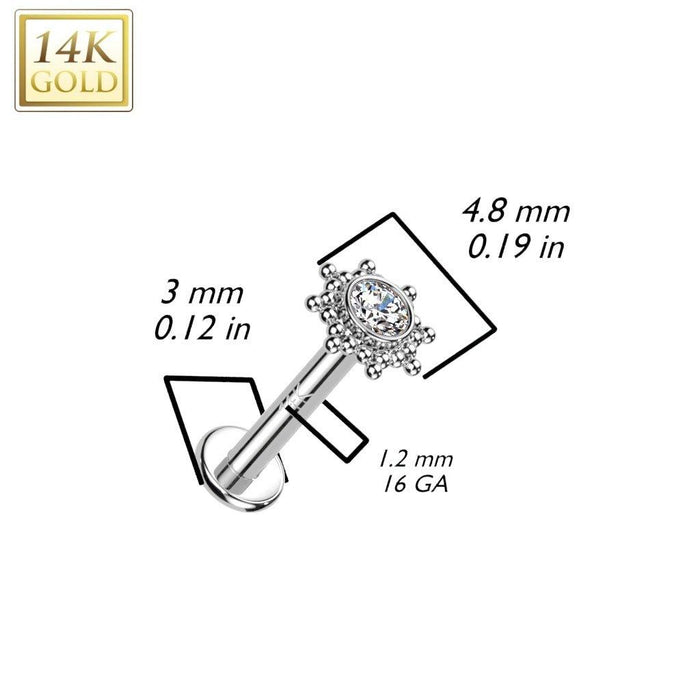 14kt Gold Gem Starburst Labret-My Body Piercing Jewellery