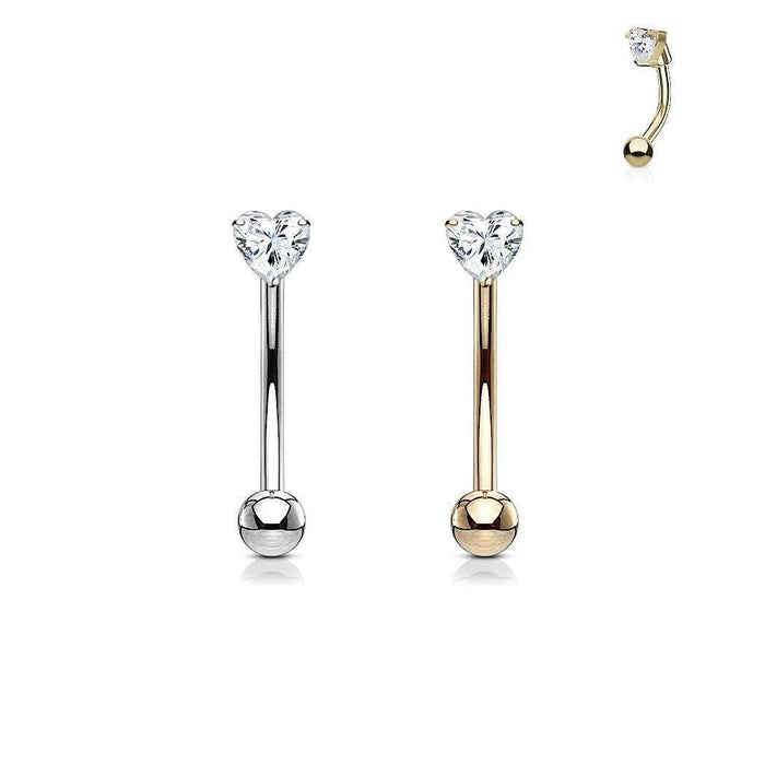 14kt Gold Heart Curve 16G 8mm-My Body Piercing Jewellery