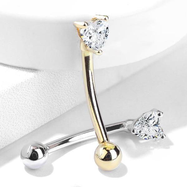 14kt Gold Heart Curve 16G 8mm-My Body Piercing Jewellery