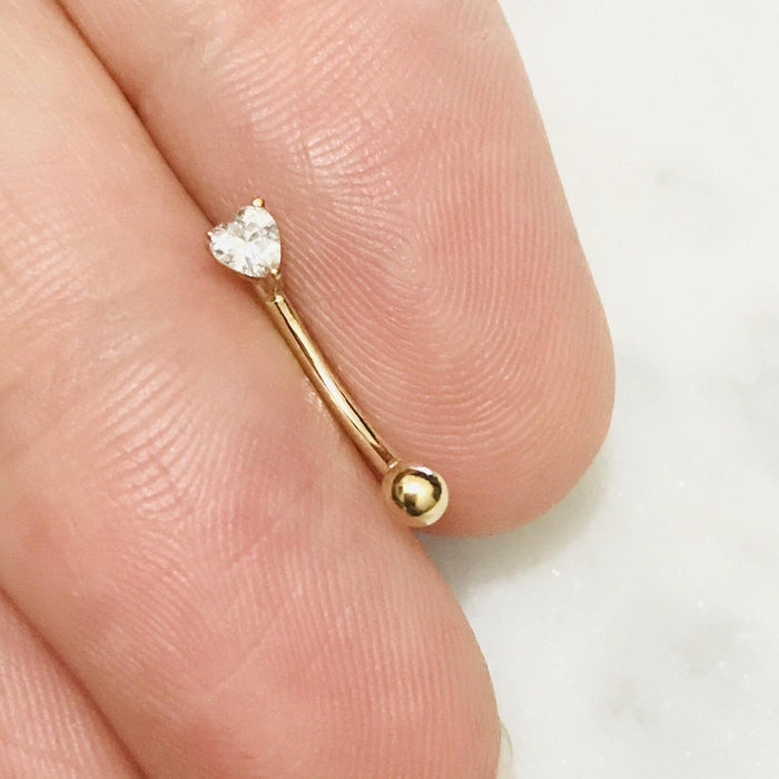 14kt Gold Heart Curve 16G 8mm-My Body Piercing Jewellery