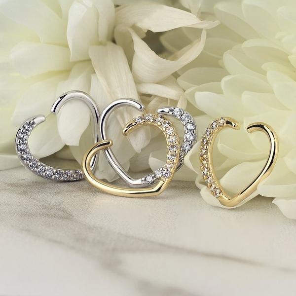 14kt Gold Heart Daith Ring 16G-My Body Piercing Jewellery