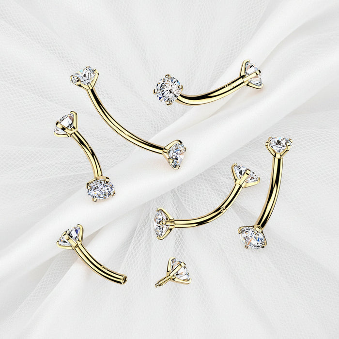 14kt Gold Internally Threaded Prong Gem Curve