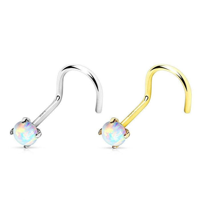 14kt Gold Opal Nose Screw 20G-My Body Piercing Jewellery
