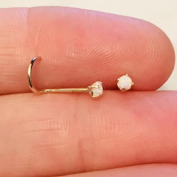 14kt Gold Opal Nose Screw 20G-My Body Piercing Jewellery