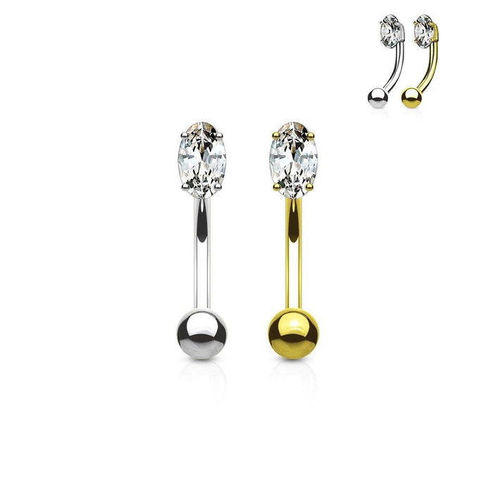 14kt Gold Oval Curve 16G 8mm-My Body Piercing Jewellery