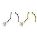 14kt Gold Prong Gem Nose Screw 20G 18G-My Body Piercing Jewellery