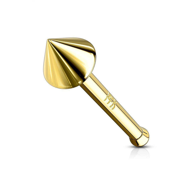 14kt Gold Spike Nose Bone 20G-My Body Piercing Jewellery