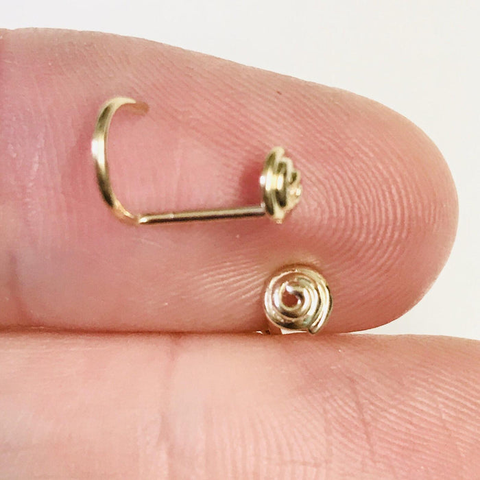 14kt Gold Spiral Nose Screw 20G-My Body Piercing Jewellery