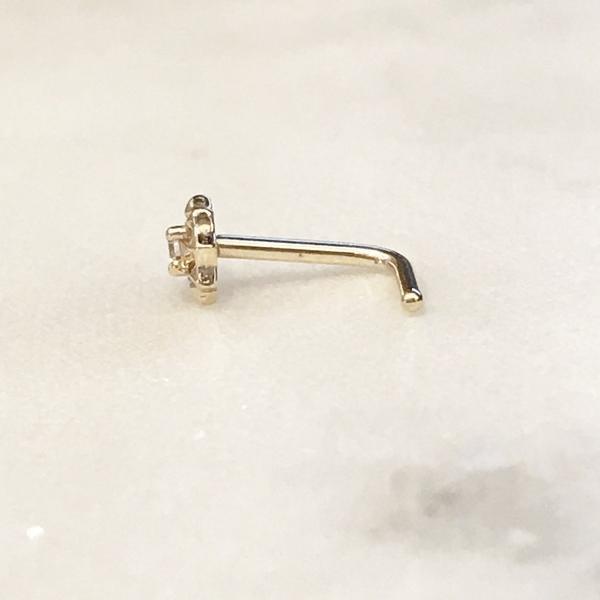 14kt Gold Starburst Nose L Bend 20G-My Body Piercing Jewellery
