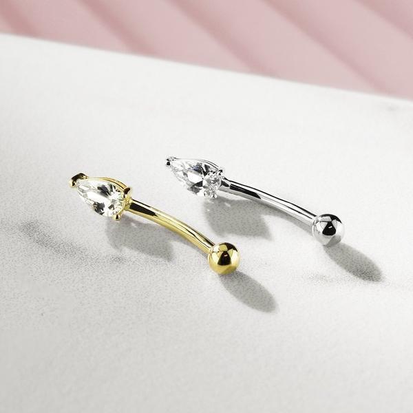 14kt Gold Teardrop Curve 16G 8mm-My Body Piercing Jewellery
