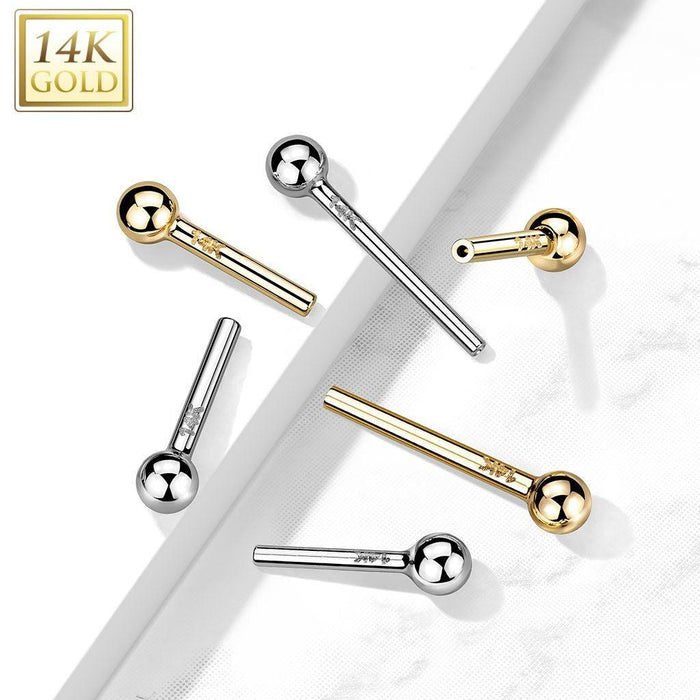 14kt Gold Threadless Cartilage Bar 18G 16G-My Body Piercing Jewellery