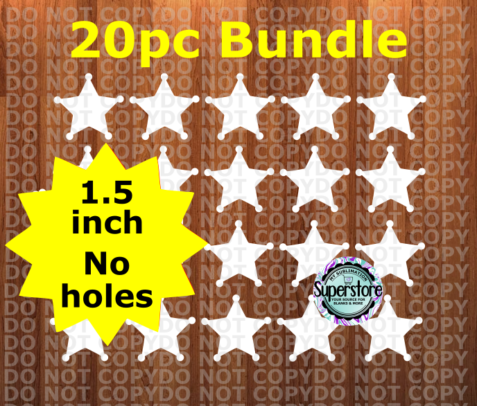 1.5 inch - Police badge star - (great for badge reels & hairbow centers)