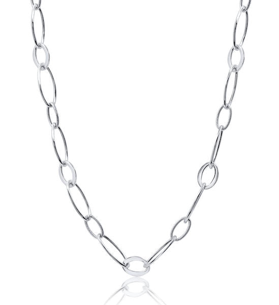 18"Multi-Texture Oval Sterling Necklace | Washington Diamond