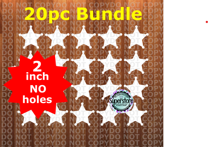 2 inch - Police badge star - (great for badge reels & hairbow centers)