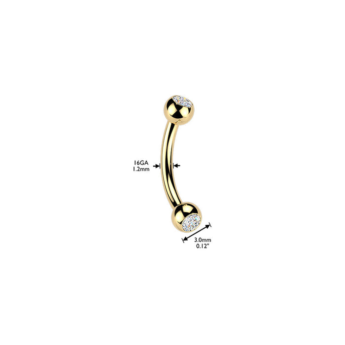 24kt Gold Plated Titanium I.T. Gem Curve 16G