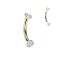 24kt Gold Plated Titanium I.T. Prong Gem Curve 16G