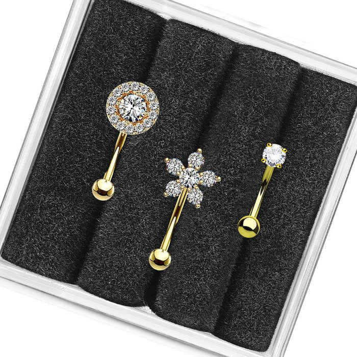 3pc Gem Curve Pack 16G 8mm (1)-My Body Piercing Jewellery