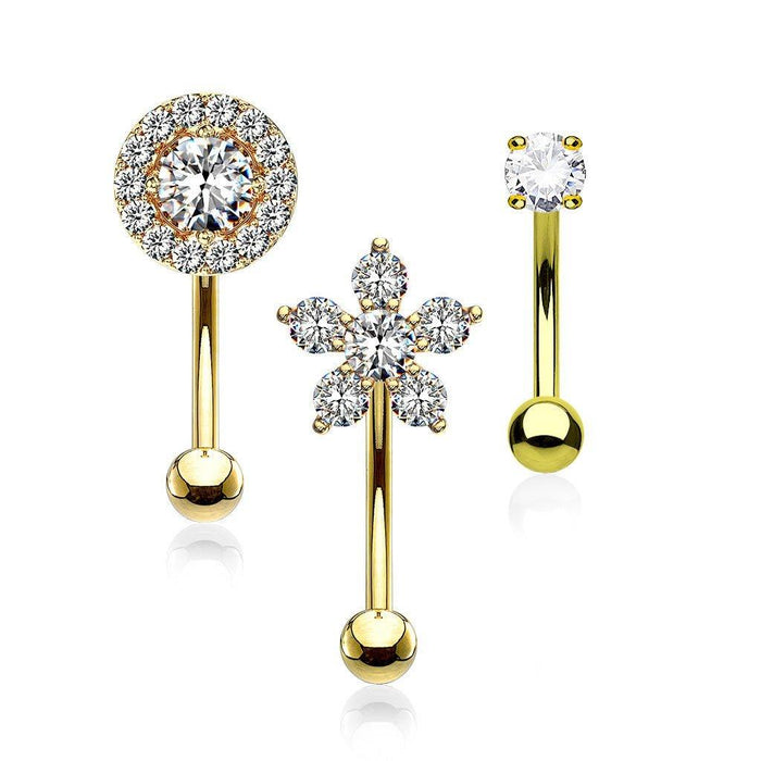 3pc Gem Curve Pack 16G 8mm (1)-My Body Piercing Jewellery