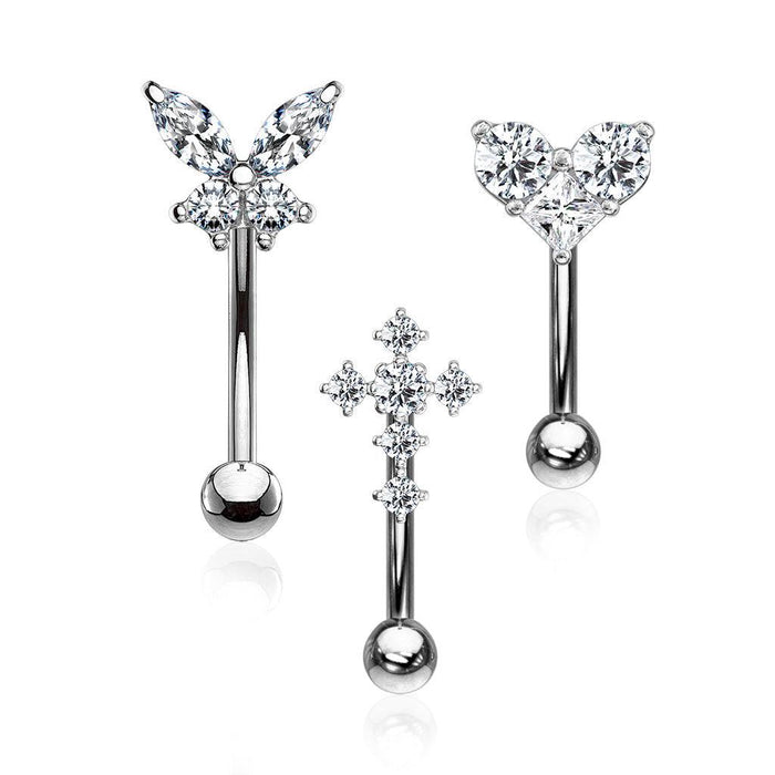 3pc Gem Curve Pack 16G 8mm (2)-My Body Piercing Jewellery