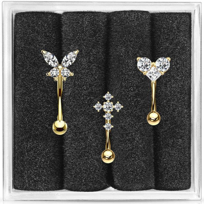 3pc Gem Curve Pack 16G 8mm (2)-My Body Piercing Jewellery