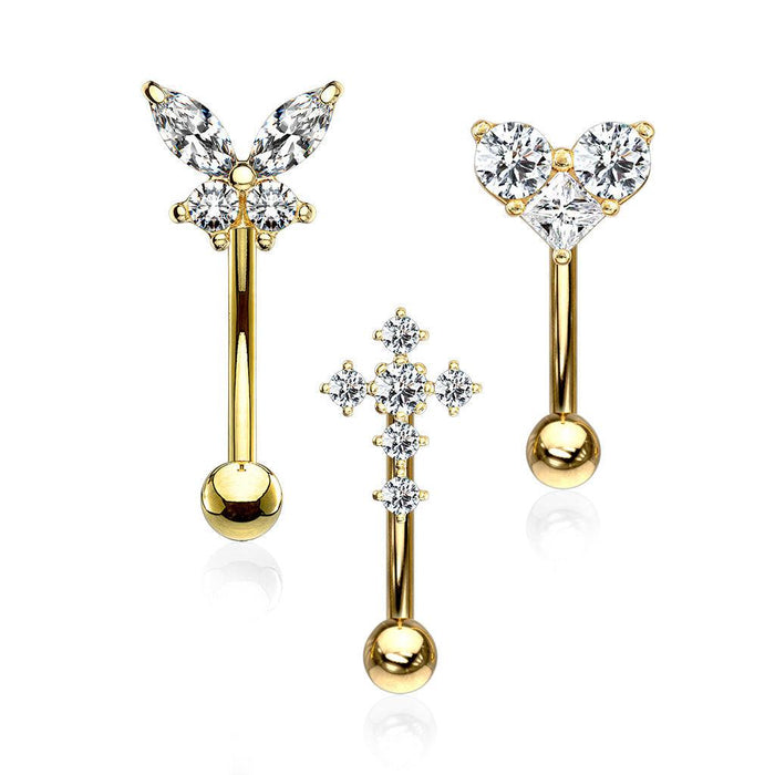 3pc Gem Curve Pack 16G 8mm (2)-My Body Piercing Jewellery
