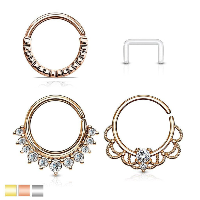 3pc Twist Rings and Retainer 16G-My Body Piercing Jewellery