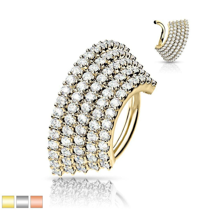 5 Line Paved Twist Ring 16G 8mm-My Body Piercing Jewellery