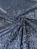 58/60" Velvet Sequins Stretch Fabric - Navy Blue - Velvet Sequins 2 Way Stretch Sold By Yard