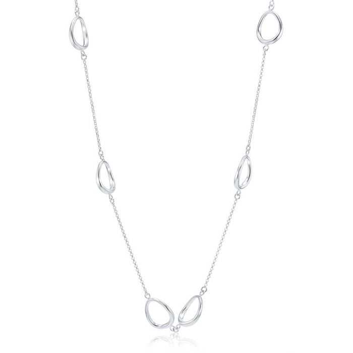 6-Section Pear Link Sterling Silver Necklace | Washington Diamond