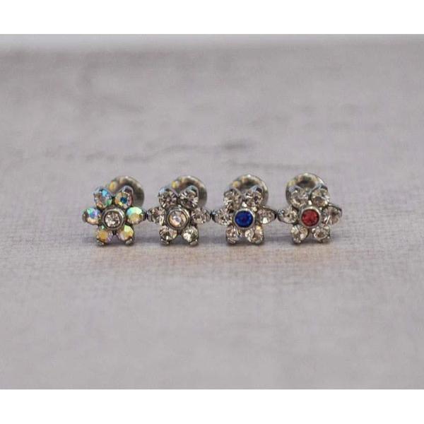 7 Gem Flower Labret 16G-My Body Piercing Jewellery