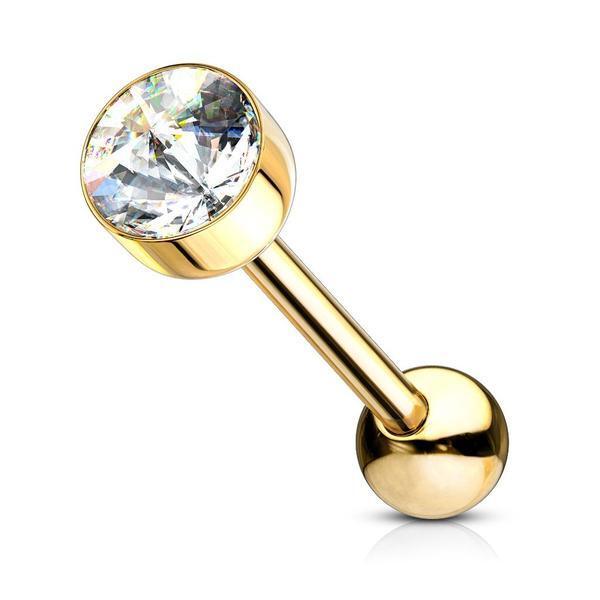 7mm Gem Top Tongue Bar 14G-My Body Piercing Jewellery