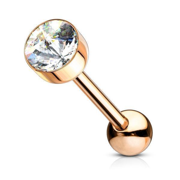 7mm Gem Top Tongue Bar 14G-My Body Piercing Jewellery