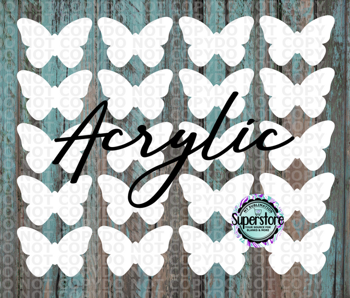 Acrylic Butterfly 10 or 20 count  1.5 & 2 inch size - Sublimation Acrylic