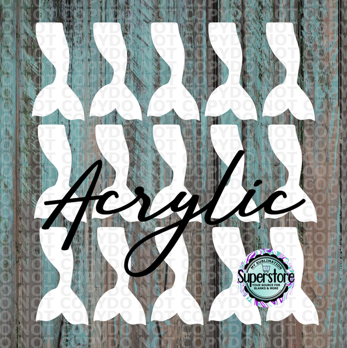 Acrylic Mermaid Tail - 10 or 20 count  1.5 & 2 inch size - Sublimation Acrylic