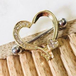 Arrow Heart Nipple Shield 14G (Single)-My Body Piercing Jewellery