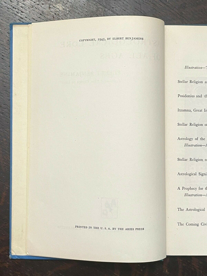 ASTROLOGICAL LORE OF ALL AGES - Benjamine/Zain, 1st 1945 FOLKLORE MYTH ASTROLOGY