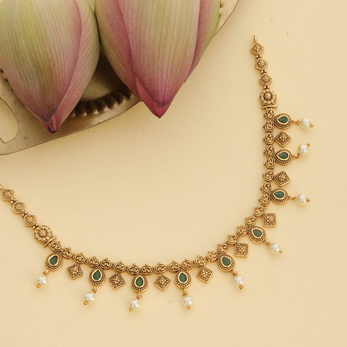 Avika Green Kempu Antique Necklace Set