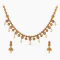 Avika Red Kempu Antique Necklace Set
